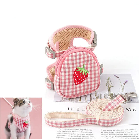 Harnais avec petit sac à dos et laisse – Chat | MonPluto