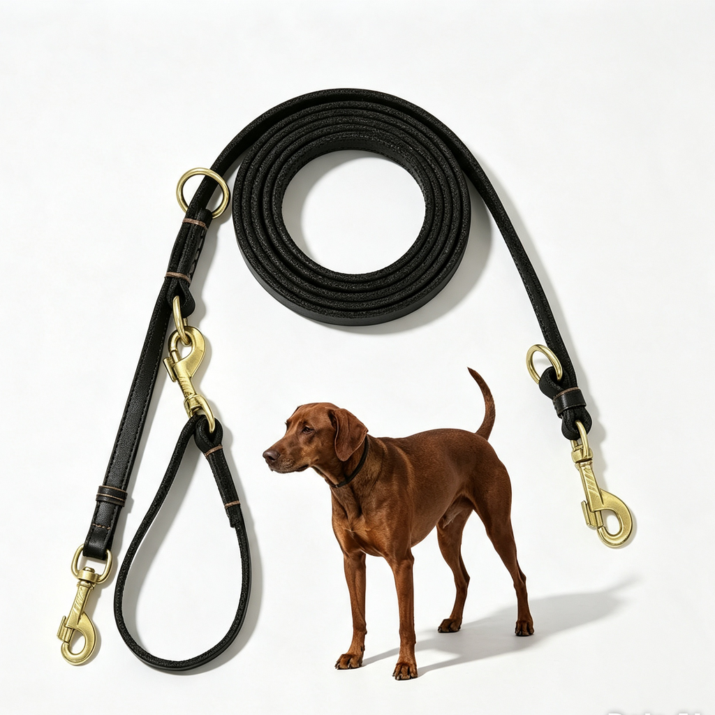 Laisse en cuir multifonction pour chien – 230 cm