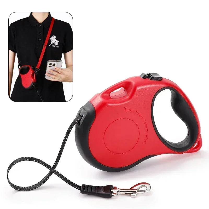 Laisse rétractable pour chien Truelove – 5 m – Ruban nylon résistant avec frein et blocage