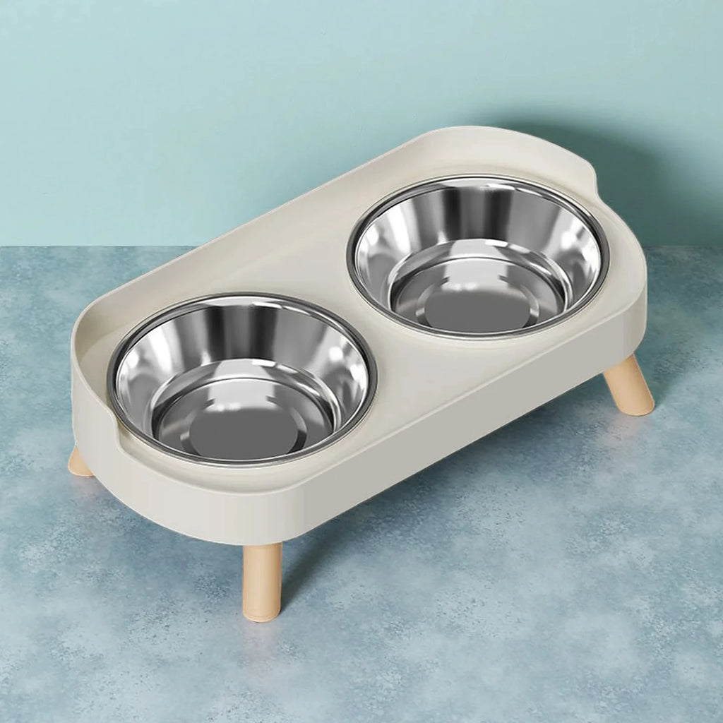 Elevated Double Stainless Steel Bowl for Dogs and Cats – Neck Support
