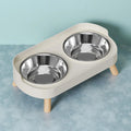 Gamelle surélevée double inox pour chien et chat – Inox blanc | MonPluto
