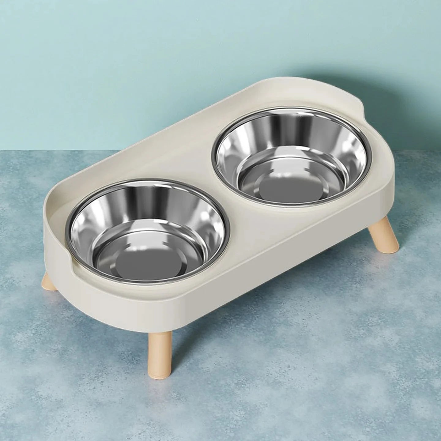 Elevated Double Stainless Steel Bowl for Dogs and Cats – Neck Support