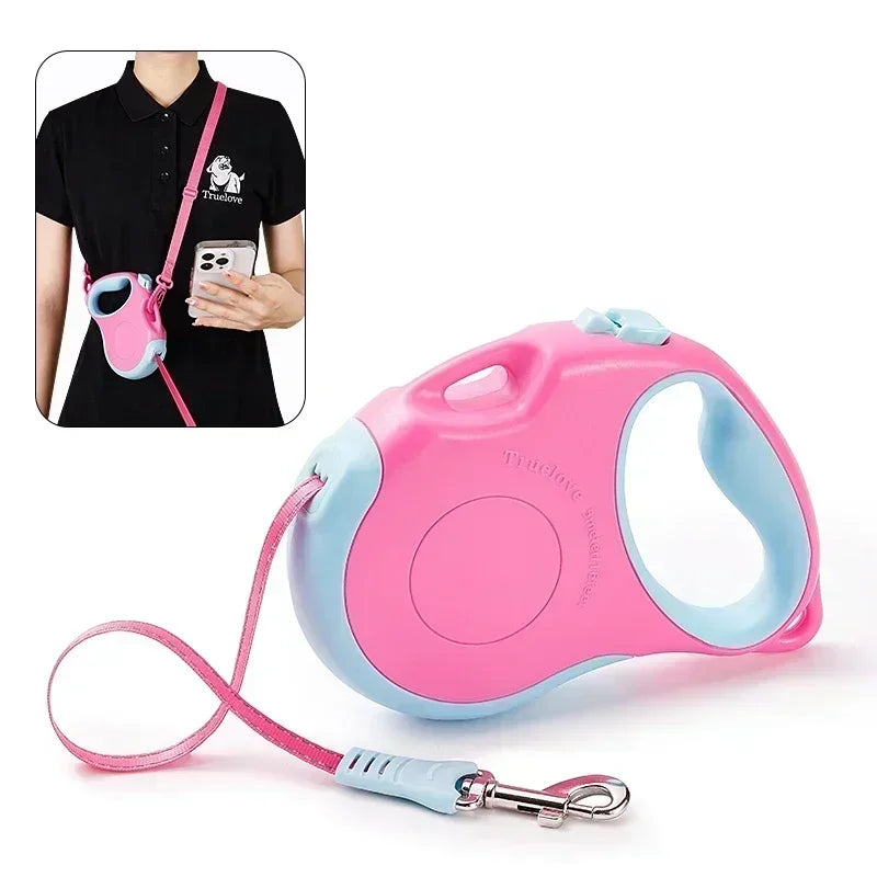 Laisse rétractable pour chien Truelove – 5 m – Ruban nylon résistant avec frein et blocage