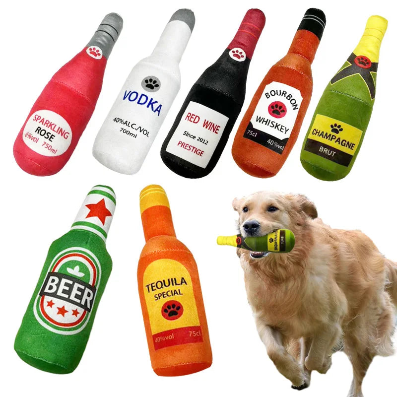 Jouet peluche sonore forme bouteille pour chien – Petites et grandes races