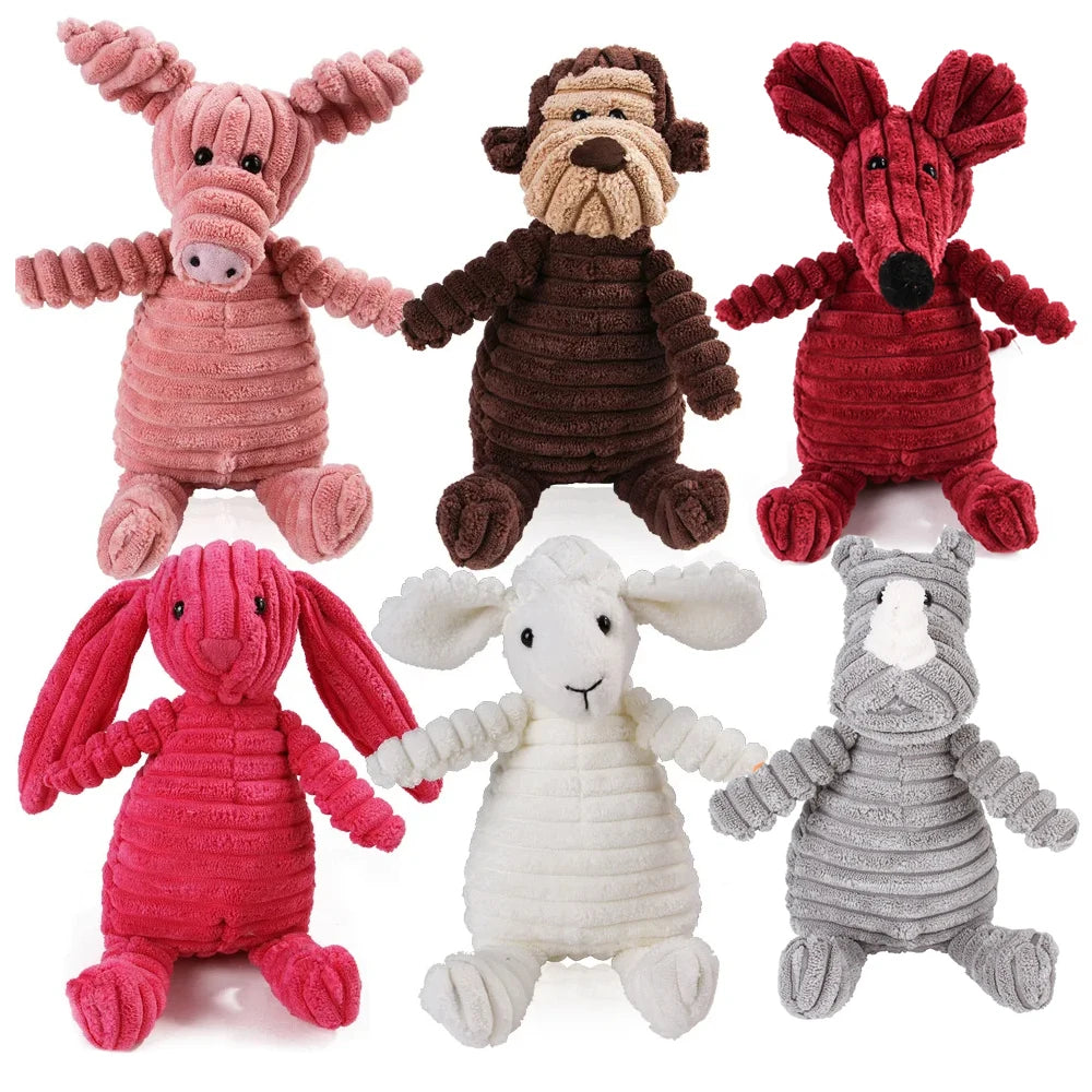 Jouet peluche sonore pour chien – Animal en corduroy