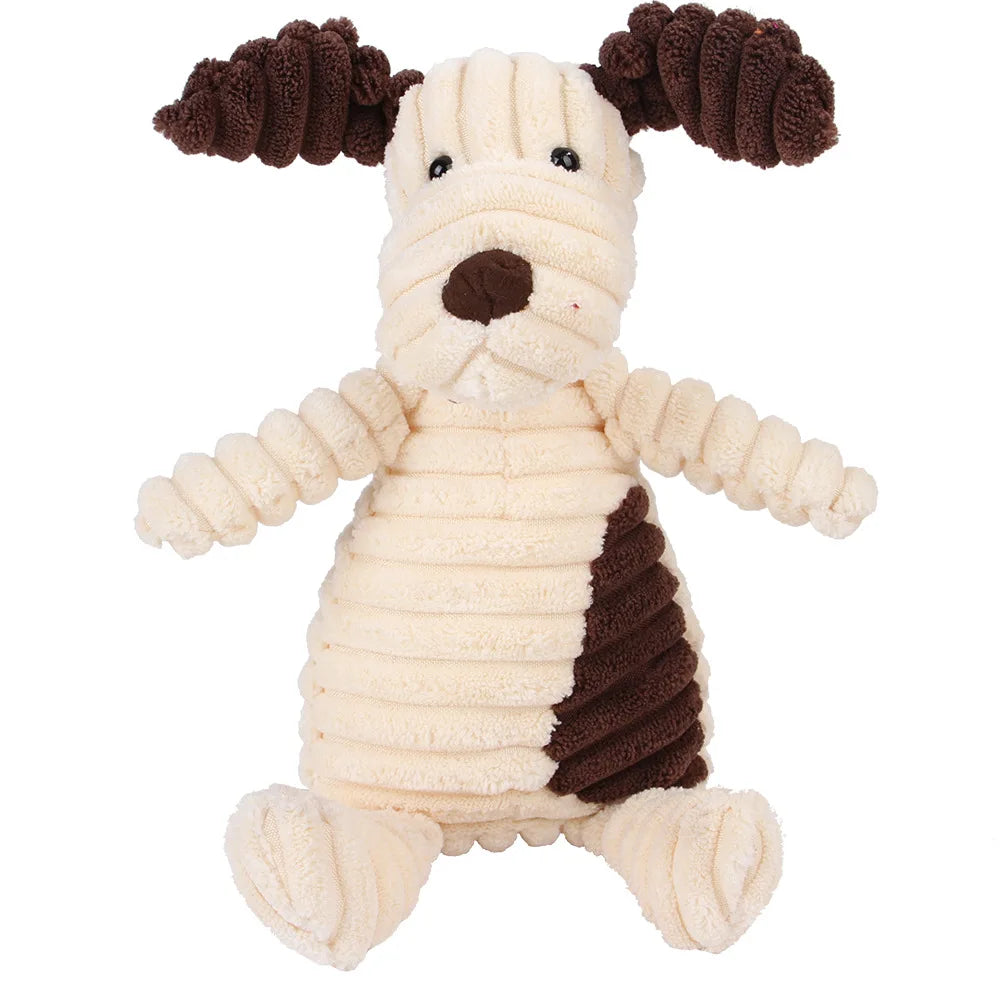 Jouet peluche sonore pour chien – Animal en corduroy