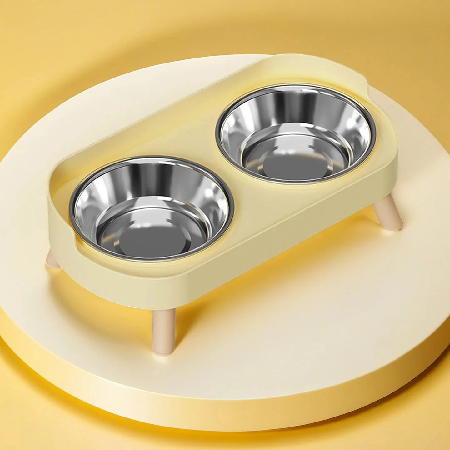 Elevated Double Stainless Steel Bowl for Dogs and Cats – Neck Support