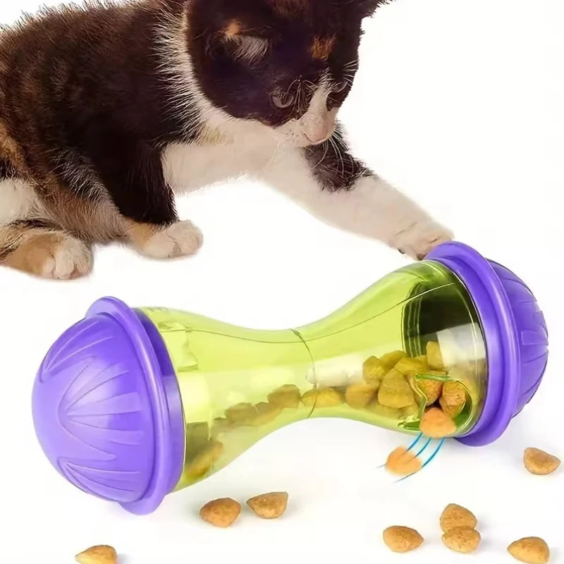Interactive Pet Feeder Cat Toy Ball Food Rolling Leakage Dispenser Cat Food Feeder Playing Training… – vue 4 | MonPluto