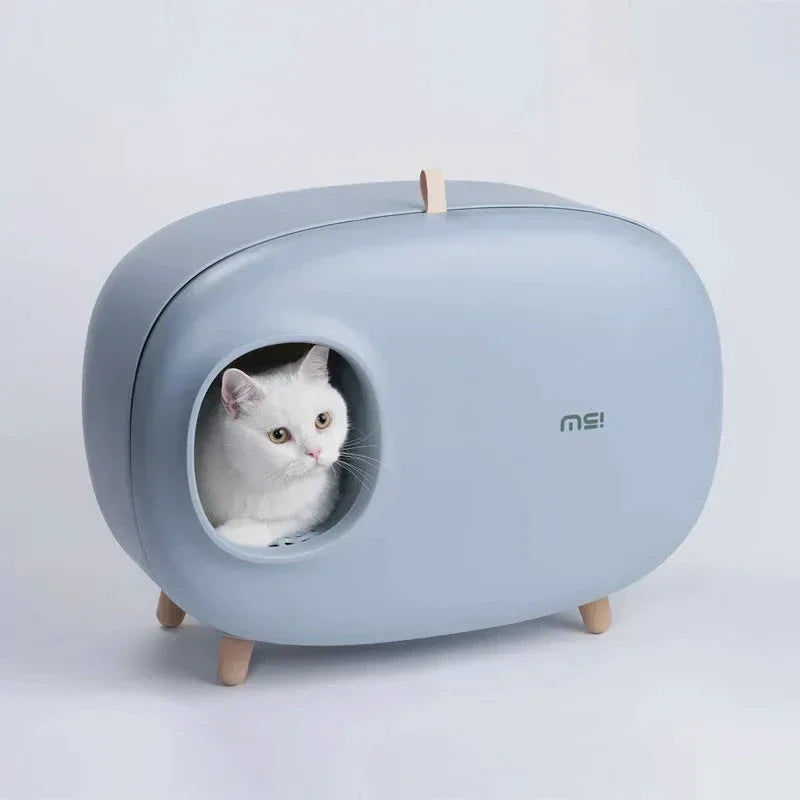 Makesure Bac À Litière Chat Plastique Durable Fermé Limité