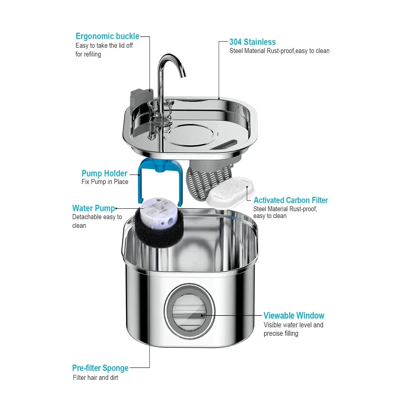 Distributeur automatique chat avec fontaine inox