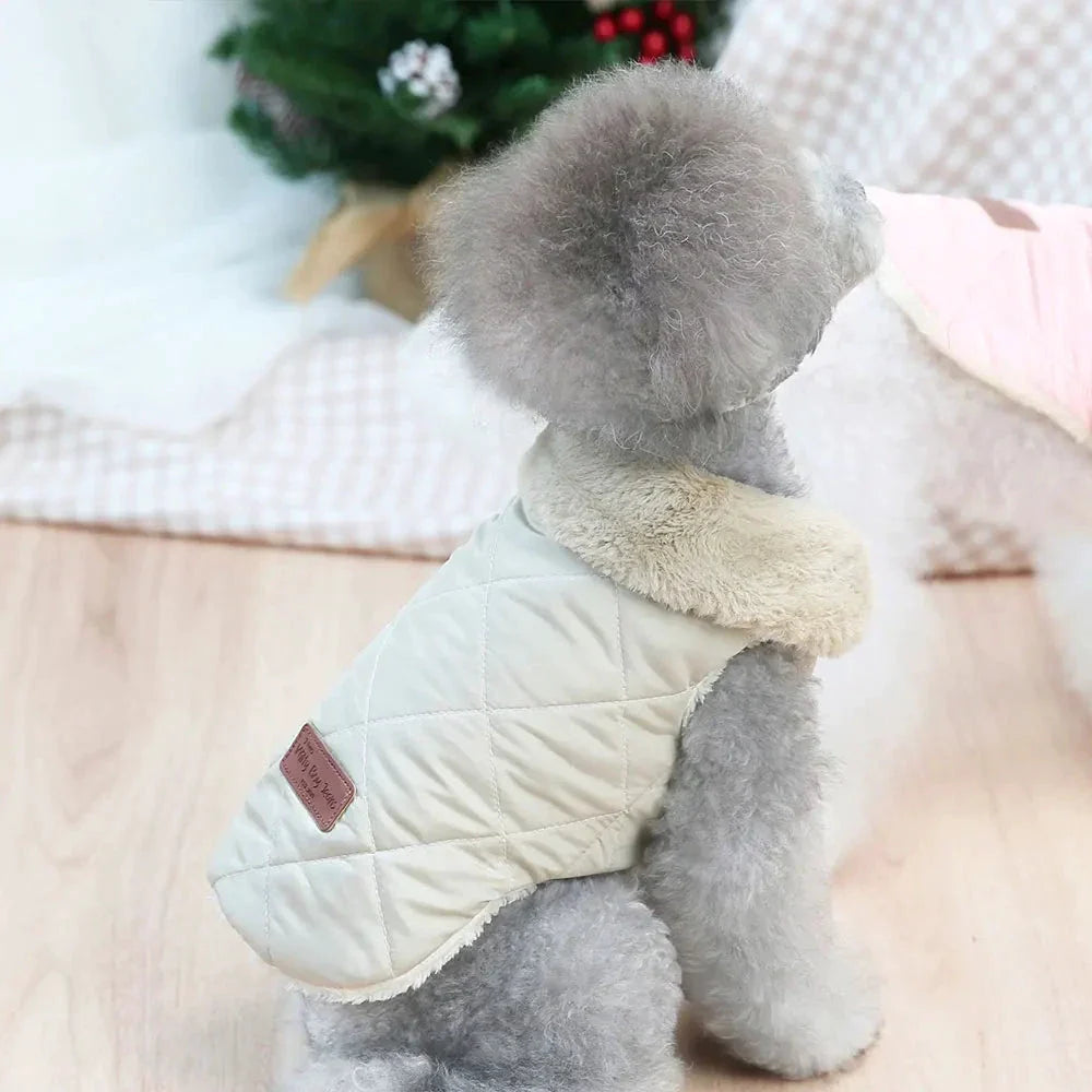 Veste d’hiver pour petit chien – Col fourrure synthétique