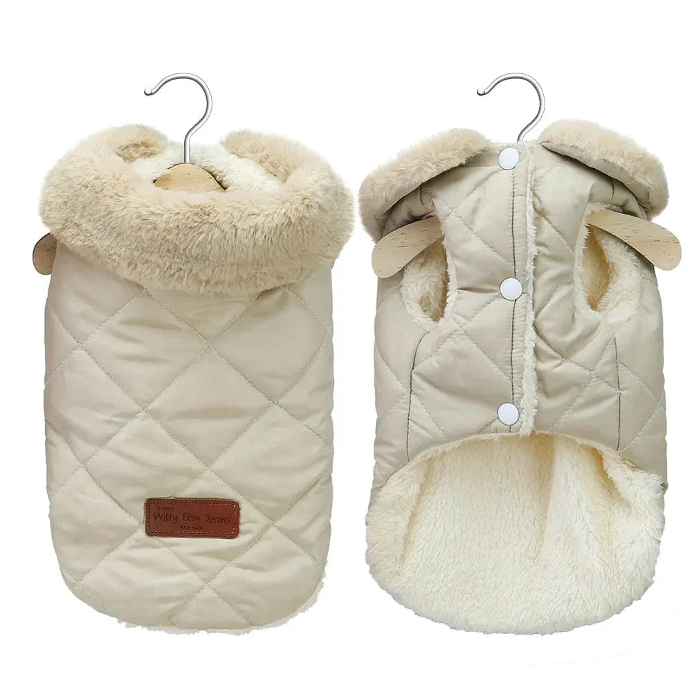 Veste d’hiver pour petit chien – Col fourrure synthétique