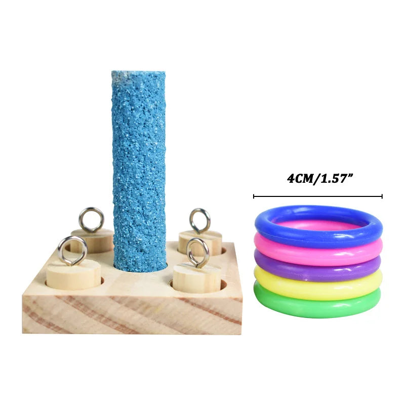 Bird Training Toys Set Wooden Block Puzzle Toys For Parrots Colorful Plastic Rings Intelligence Training… – vue 8 | MonPluto