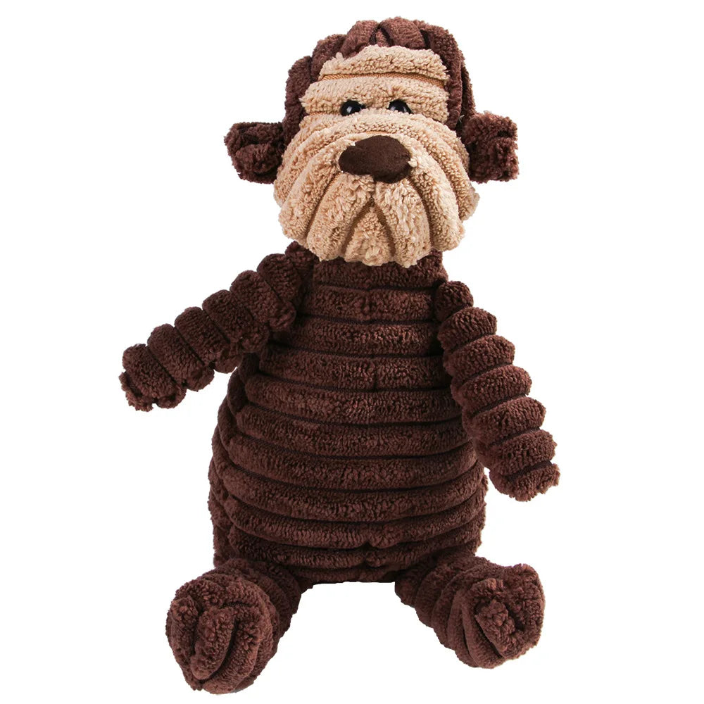 Jouet peluche sonore pour chien – Animal en corduroy