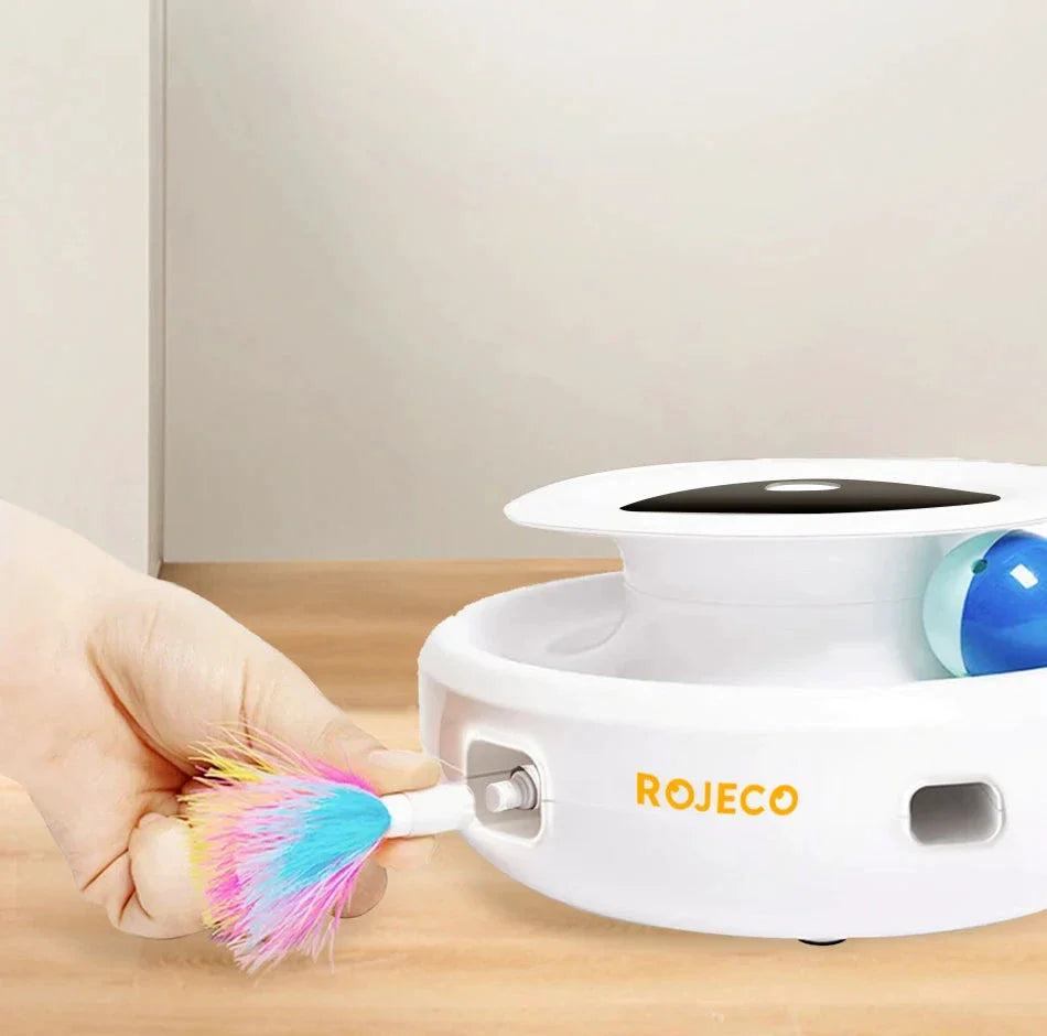 ROJECO Jouet 2 En 1 Chat Teaser Électronique Plastique