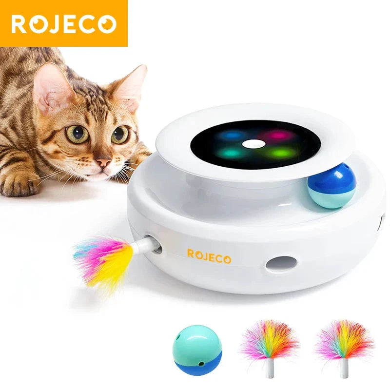 ROJECO Jouet 2 En 1 Chat Teaser Électronique Plastique