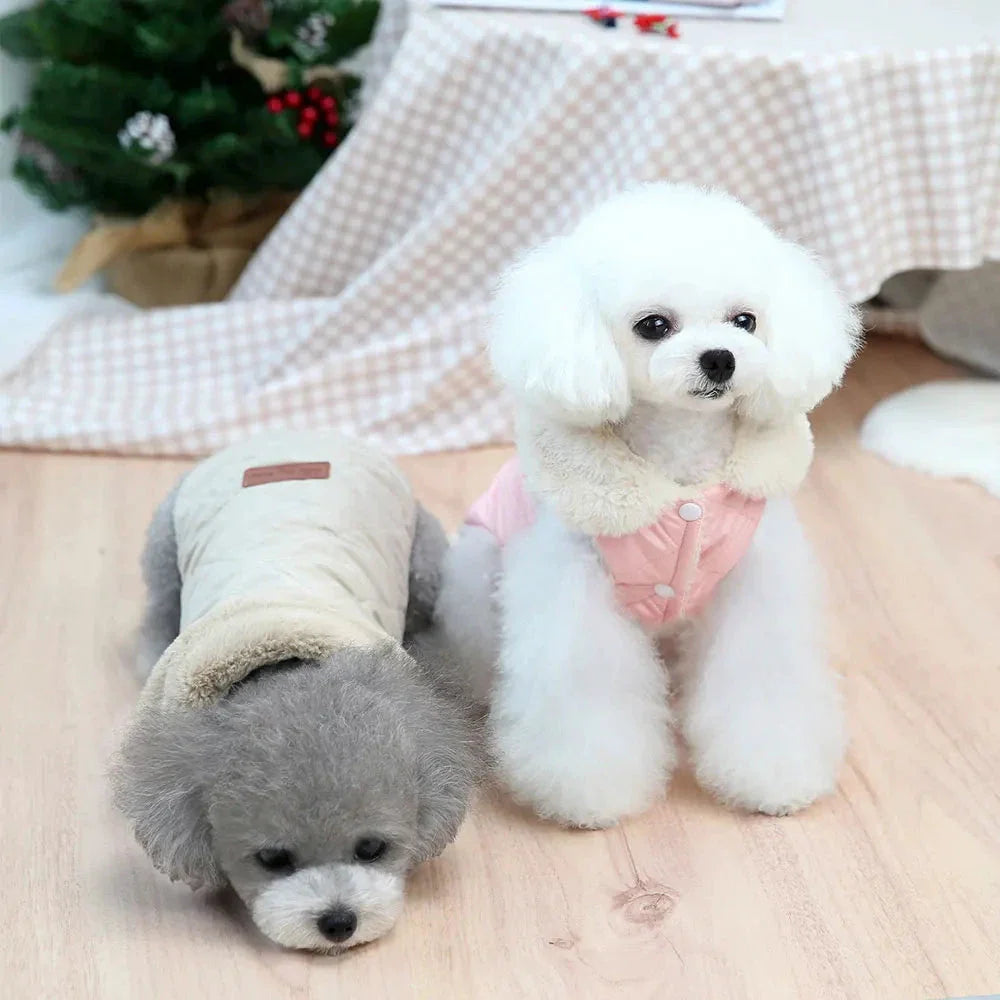Veste d’hiver pour petit chien – Col fourrure synthétique