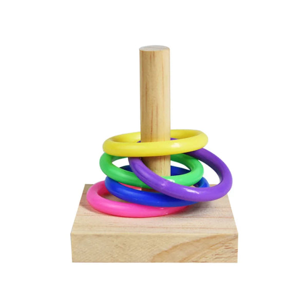 Bird Training Toys Set Wooden Block Puzzle Toys For Parrots Colorful Plastic Rings… – Couleur bois – vue 7 | MonPluto