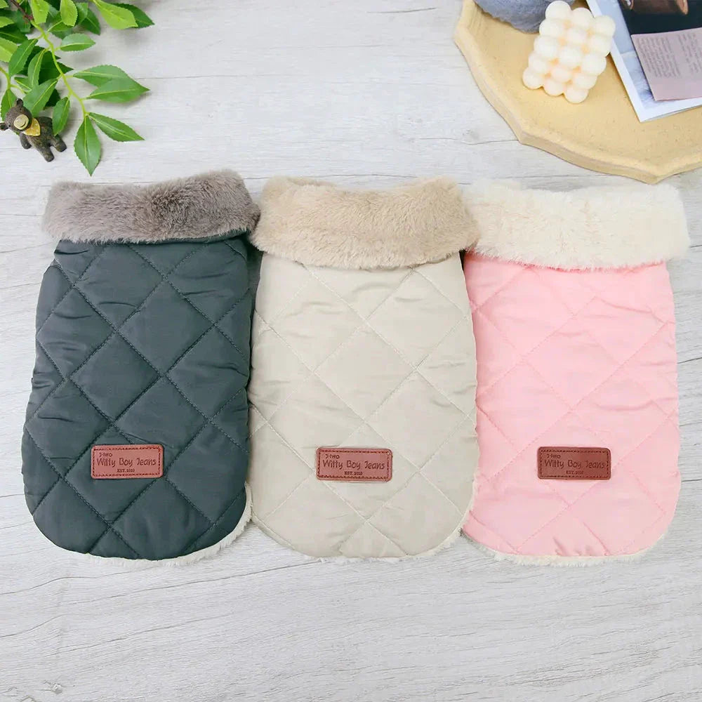 Veste d’hiver pour petit chien – Col fourrure synthétique