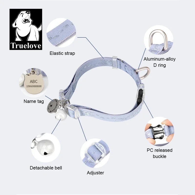 Truelove Cat Collar Elastic Strap Easy Control Soft Material Lightweight Fashional Small Dog Collar Cat Product Collar…
