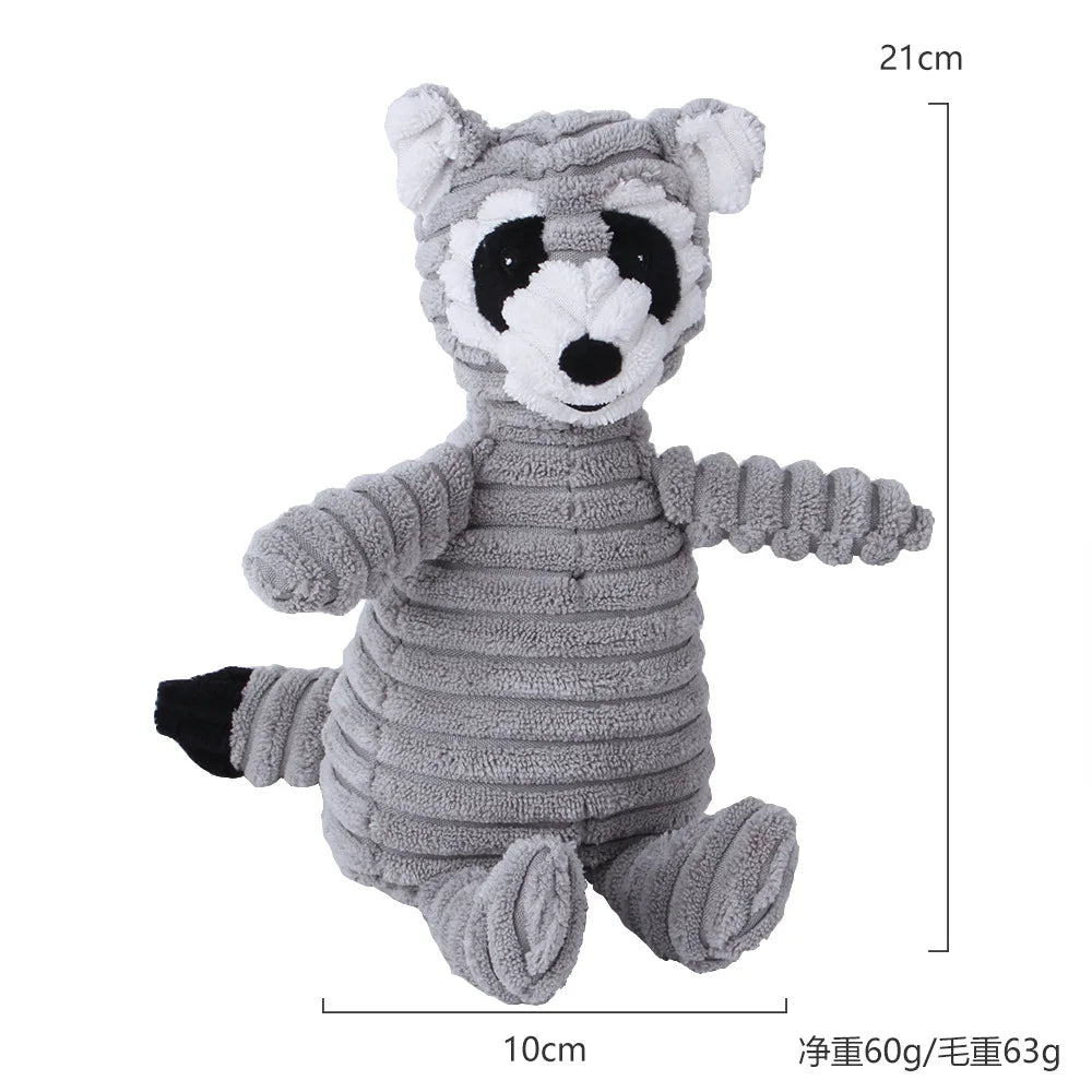 Jouet peluche sonore pour chien – Animal en corduroy