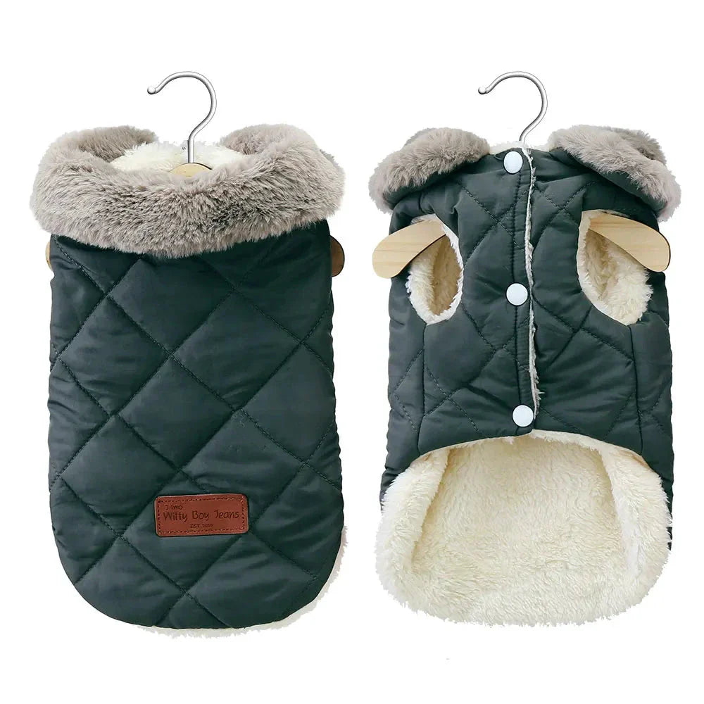 Veste d’hiver pour petit chien – Col fourrure synthétique