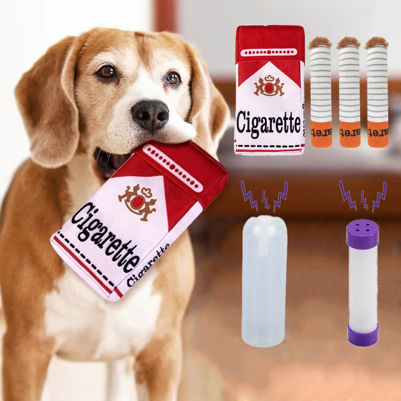Plüschspielzeug zum Kauen in Zigarrenform für Hunde – mit Quietschfunktion