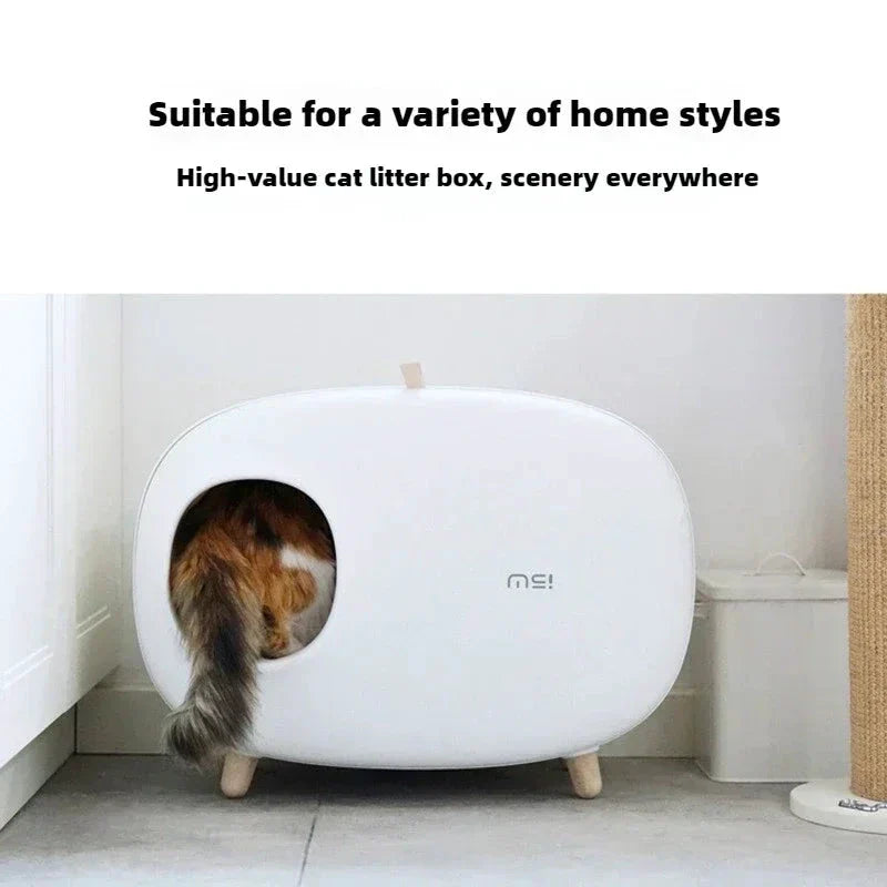 Makesure Bac À Litière Chat Plastique Durable Fermé Limité