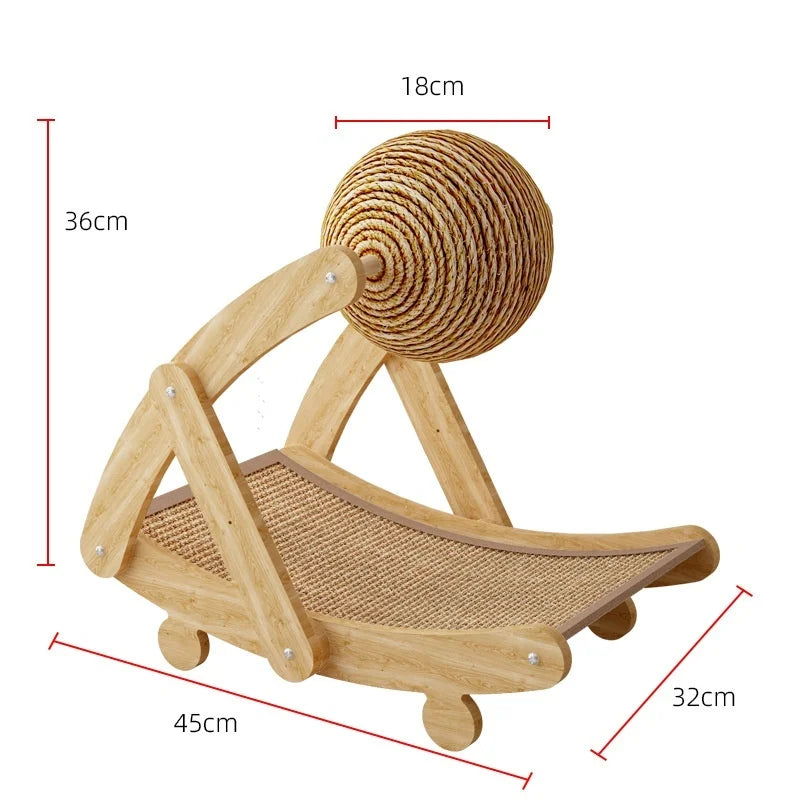 Kratzbaum-Kugel aus Holz 2-in-1 für Katzen – widerstandsfähiges Sisal