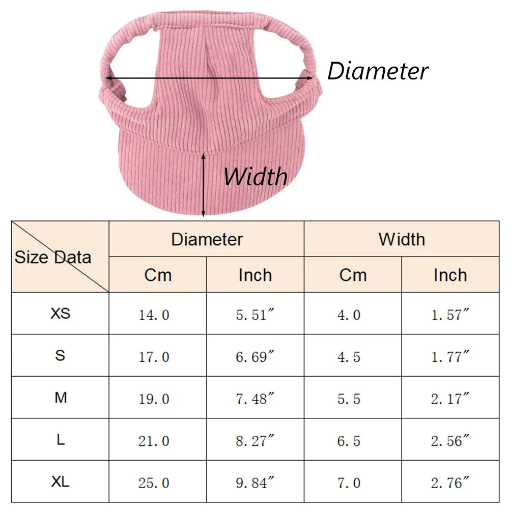 Casquette baseball pour chien en velours côtelé – Réglable