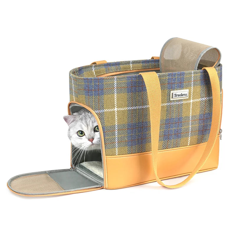 Truelove Pet Restraint Bag Travel Bags Hand Carrying Wool Fabric KAM Zipper Fashion Pet Carrier Bags for Cat Dog…