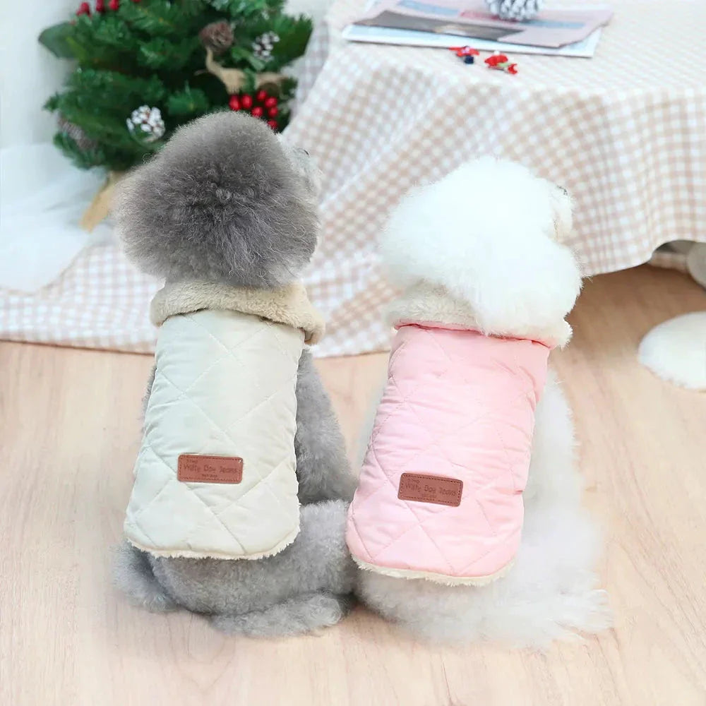 Veste d’hiver pour petit chien – Col fourrure synthétique