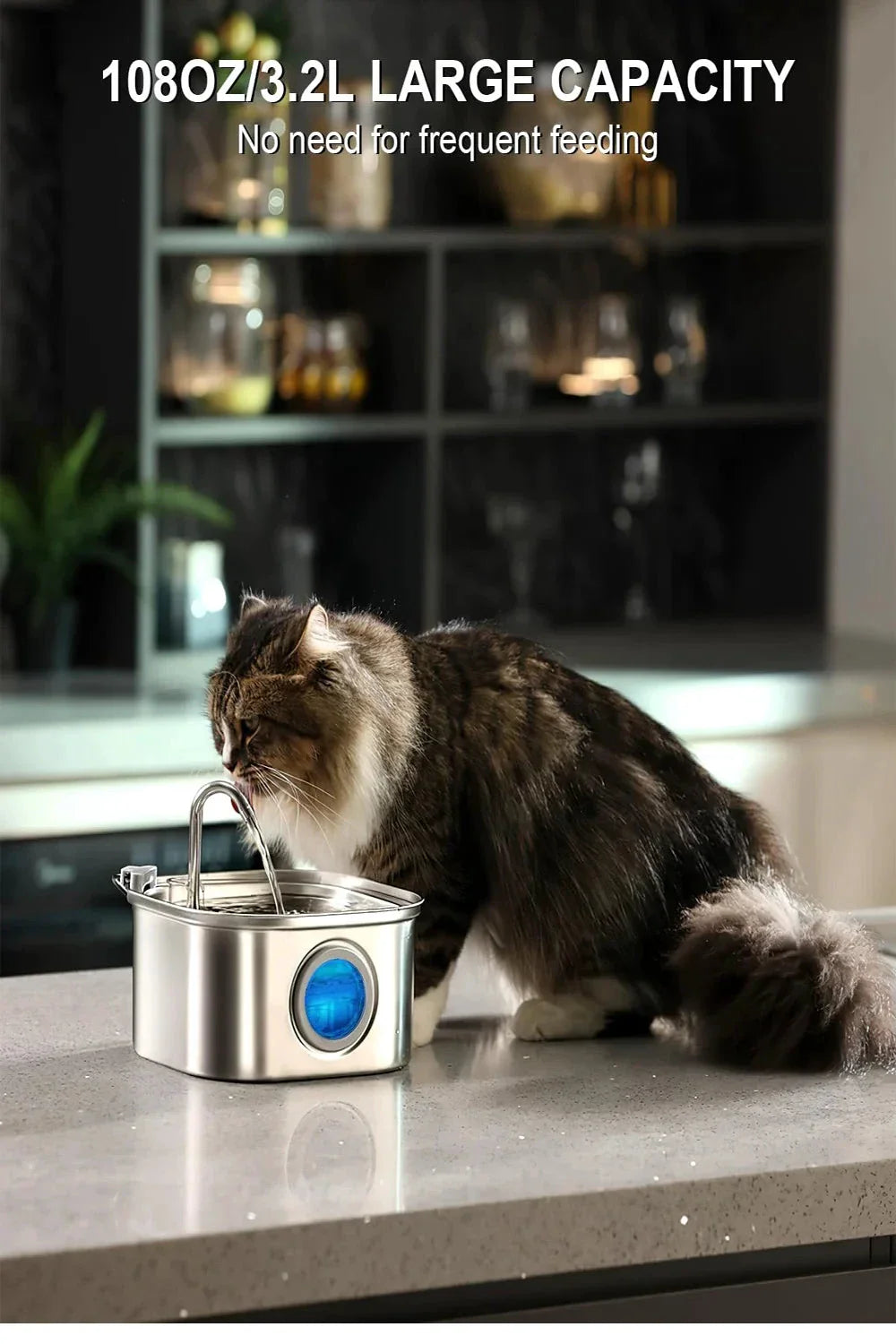 Distributeur automatique chat avec fontaine inox