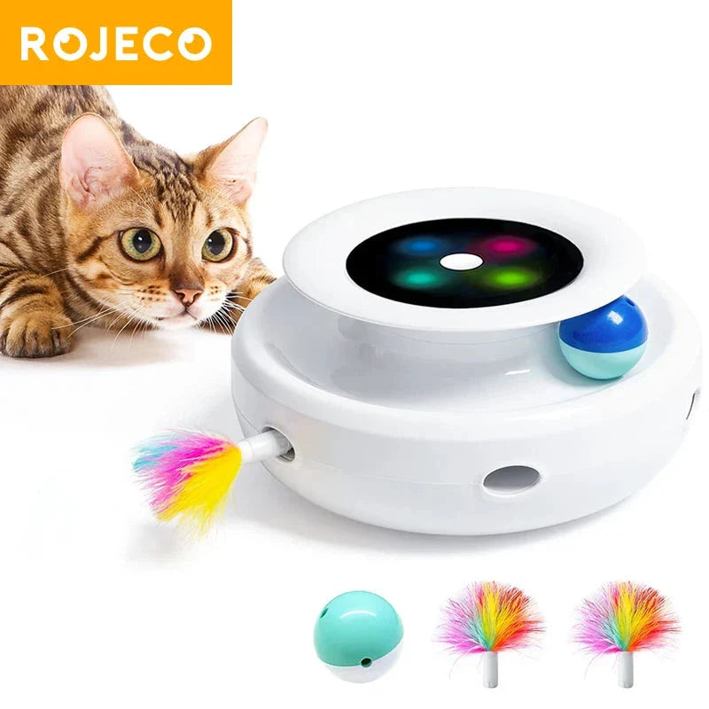 ROJECO Jouet 2 En 1 Chat Teaser Électronique Plastique