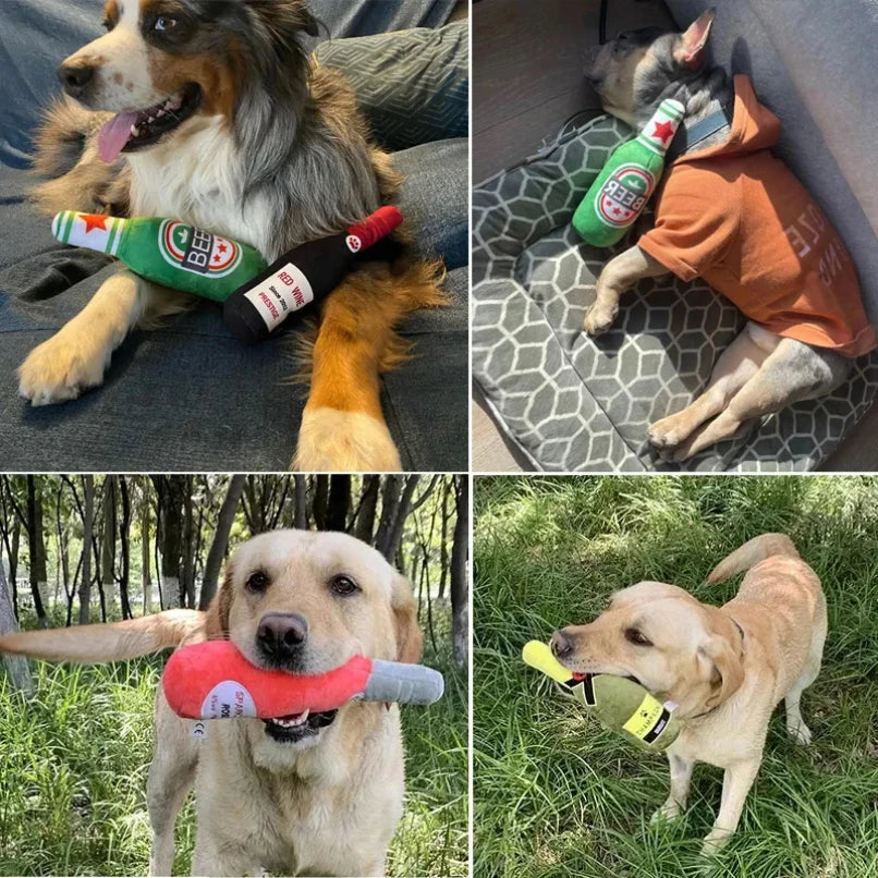 Jouet peluche sonore forme bouteille pour chien – Petites et grandes races