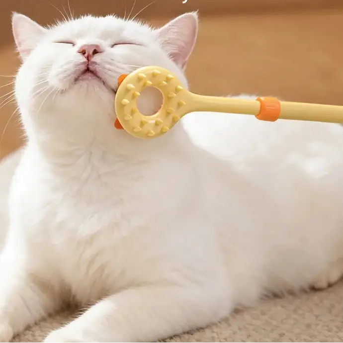 Grattoir rétractable et masseur double face pour chat
