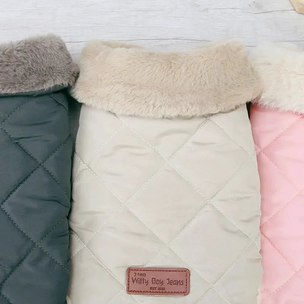 Veste d’hiver pour petit chien – Col fourrure synthétique