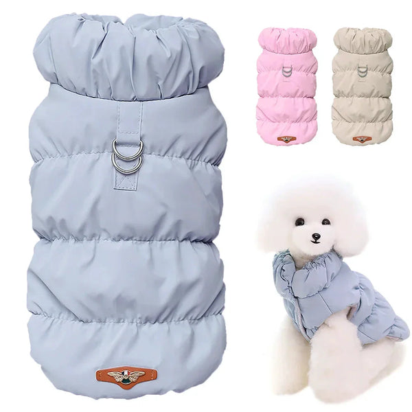 Veste Hiver Pour Chien Rembourrée Bleu Clair Taille S À XL