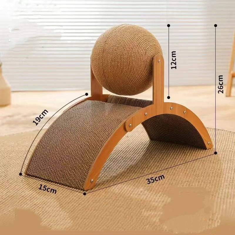 Kratzbaum-Kugel aus Holz 2-in-1 für Katzen – widerstandsfähiges Sisal