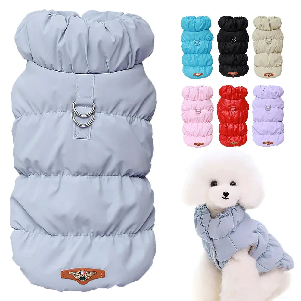 Veste Hiver Pour Chien Rembourrée Bleu Clair Taille S À XL