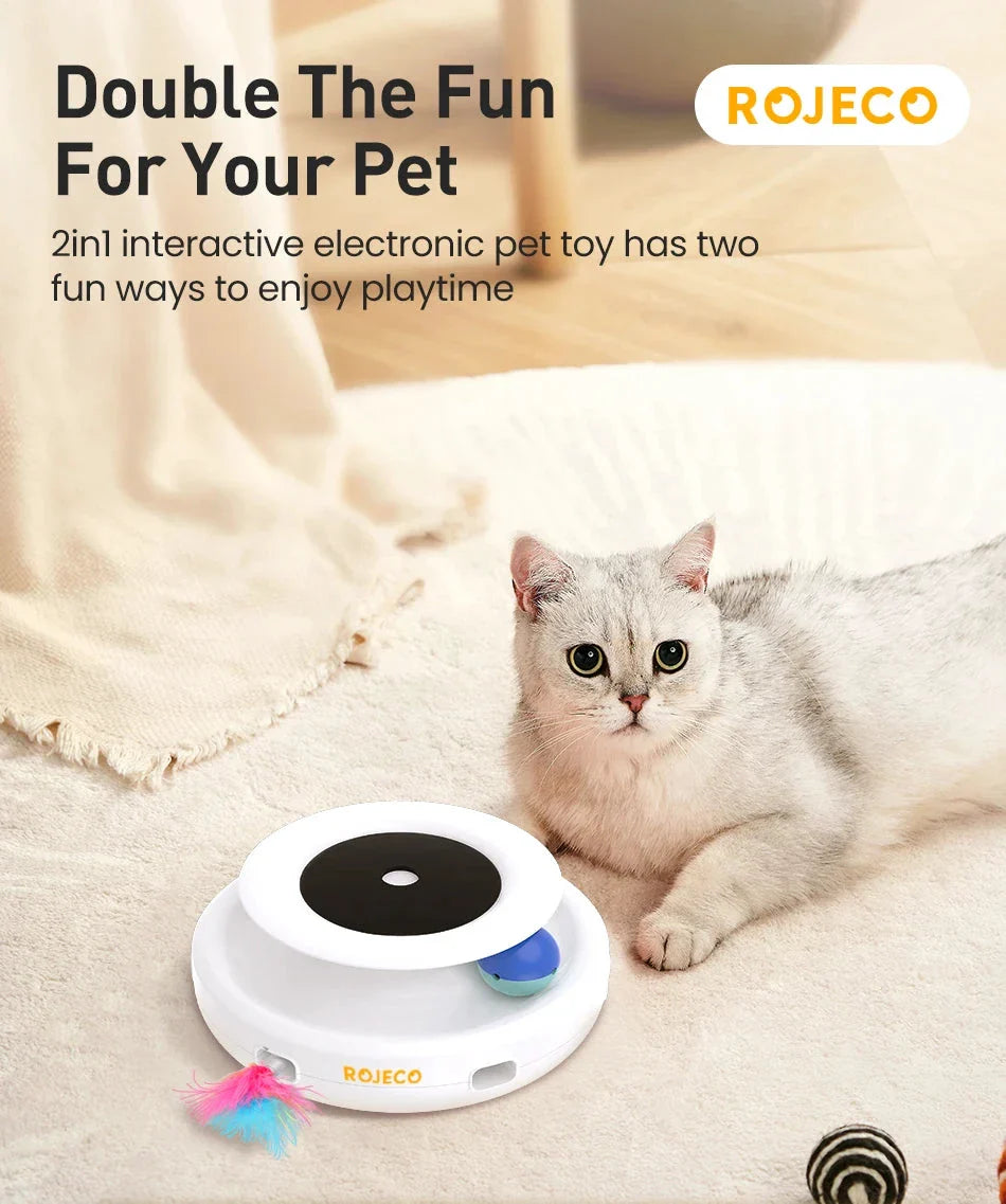 ROJECO Jouet 2 En 1 Chat Teaser Électronique Plastique