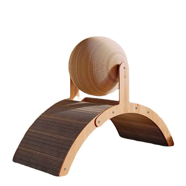 Kratzbaum-Kugel aus Holz 2-in-1 für Katzen – widerstandsfähiges Sisal