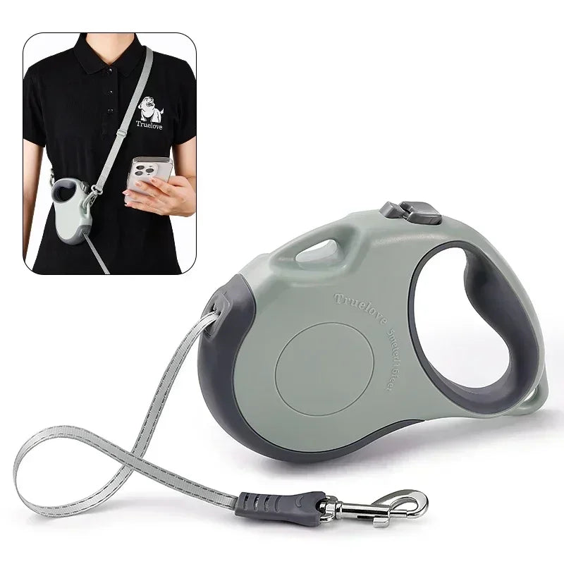 Laisse rétractable pour chien Truelove – 5 m – Ruban nylon résistant avec frein et blocage