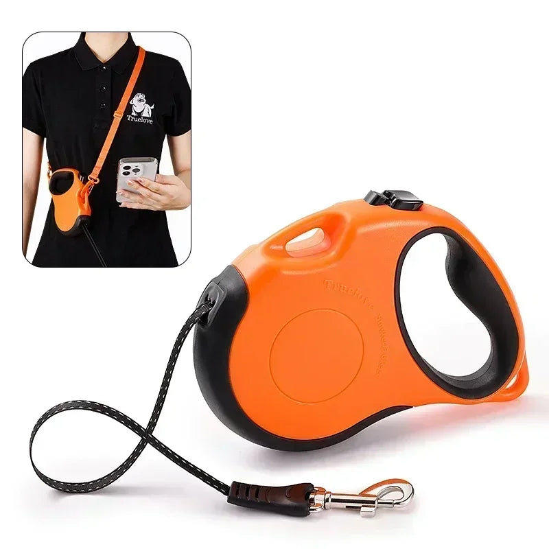Laisse rétractable pour chien Truelove – 5 m – Ruban nylon résistant avec frein et blocage