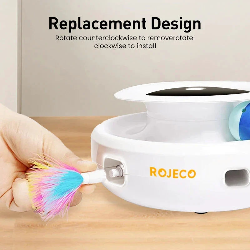 ROJECO Jouet 2 En 1 Chat Teaser Électronique Plastique