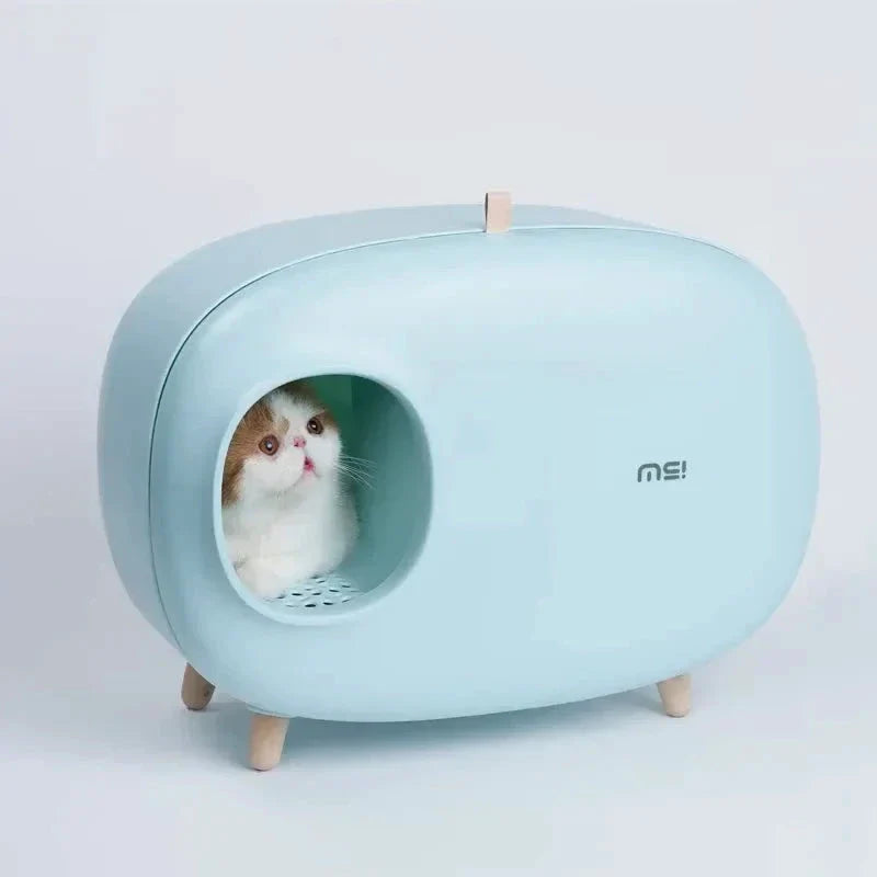 Makesure Bac À Litière Chat Plastique Durable Fermé Limité