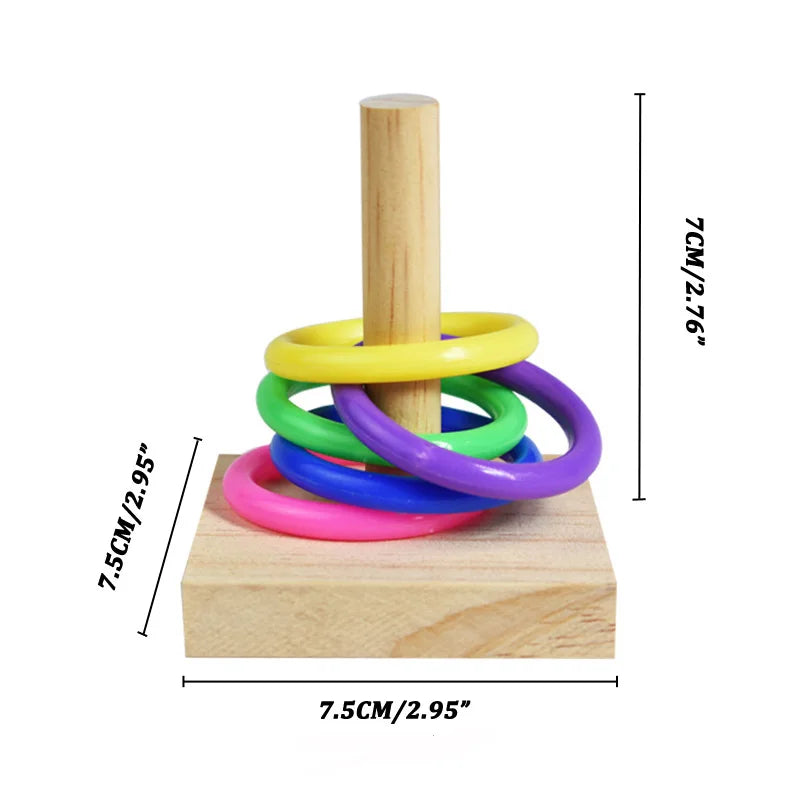 Bird Training Toys Set Wooden Block Puzzle Toys For Parrots Colorful Plastic Rings Intelligence Training… – vue 9 | MonPluto