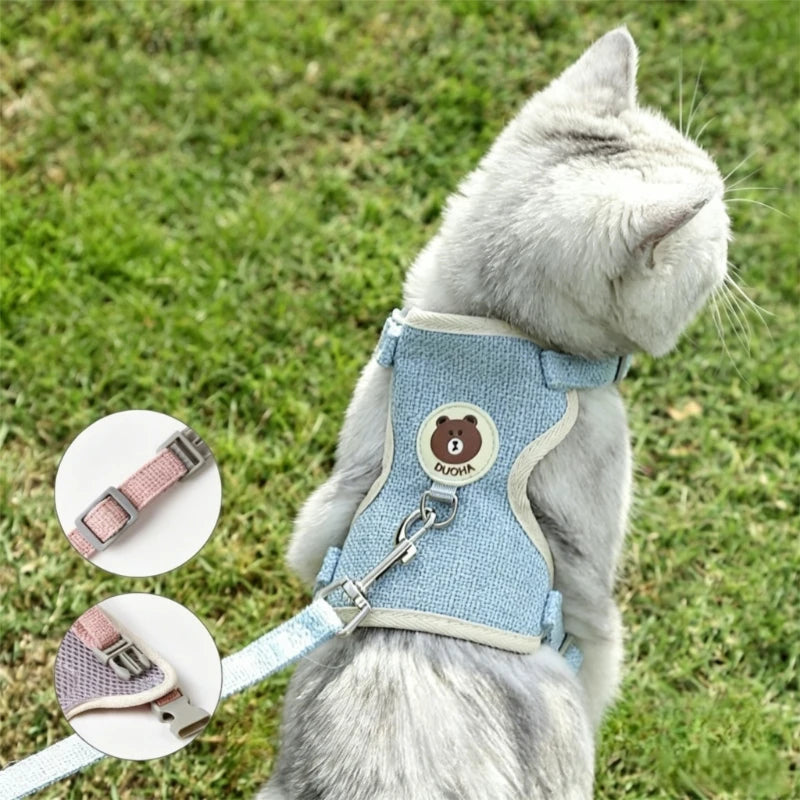 Harnais veste et laisse pour chat et petit chien