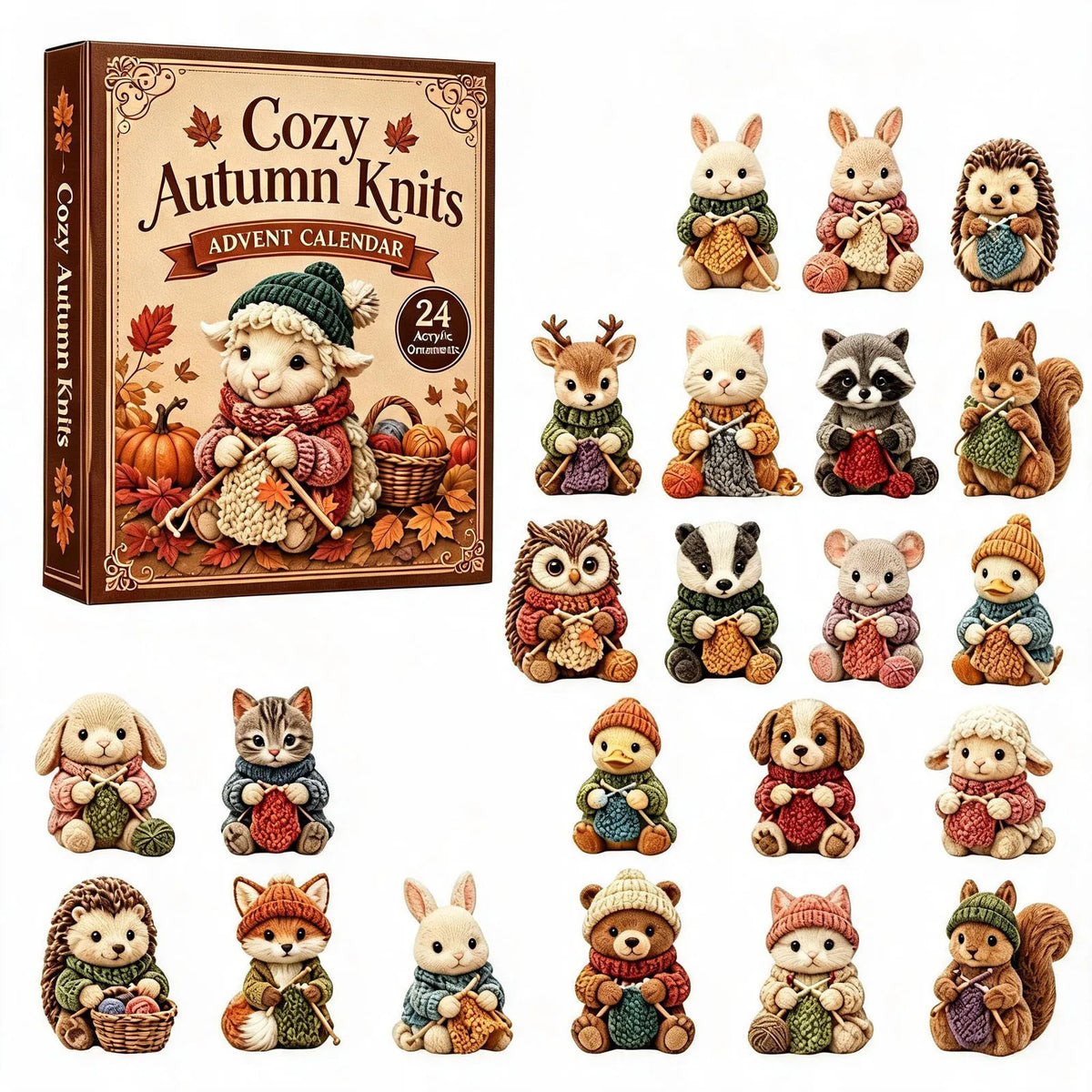 Calendrier de l'Avent animaux tricoteurs – 24 décorations – vue 3 | MonPluto