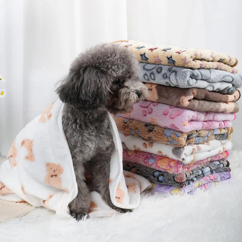 Couverture flanelle empreintes chien et chat – 4 tailles | MonPluto